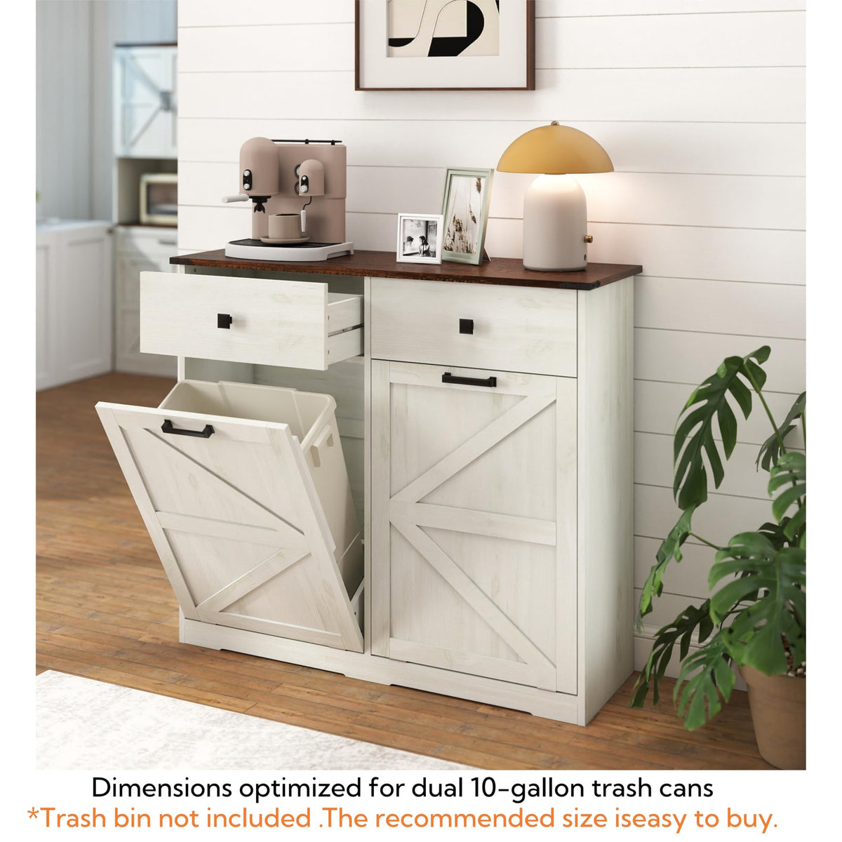 20 Gallon Double Tilt Out Kitchen Trash Can with Hideaway Drawer Q6455