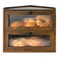 Large 2 Tier Wooden Bread Box with Acrylic Window R392