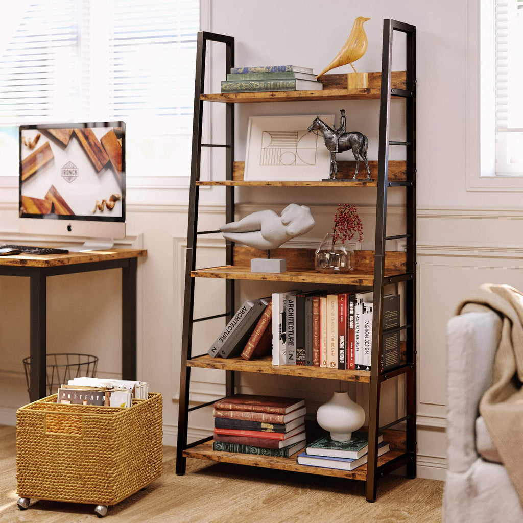 5 Tier Metal Frame Ladder Bookcase Y818697
