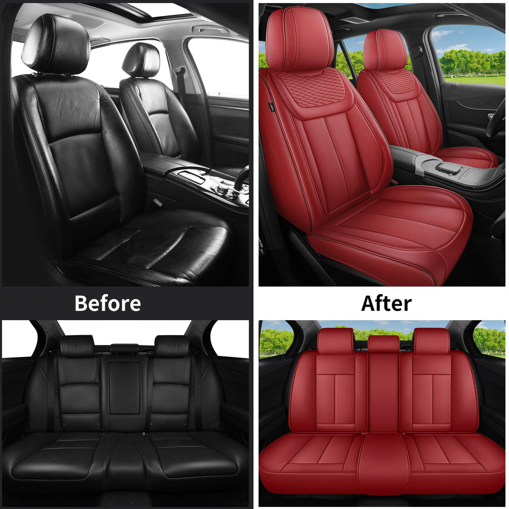 Red 5 Seat Car Seat Covers Full Set Q210