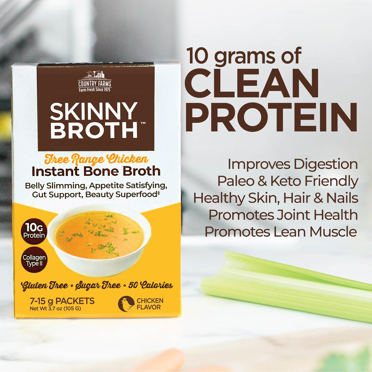 Instant Chicken Bone Broth 10G Protein Collagen Type II 4 Pack N393