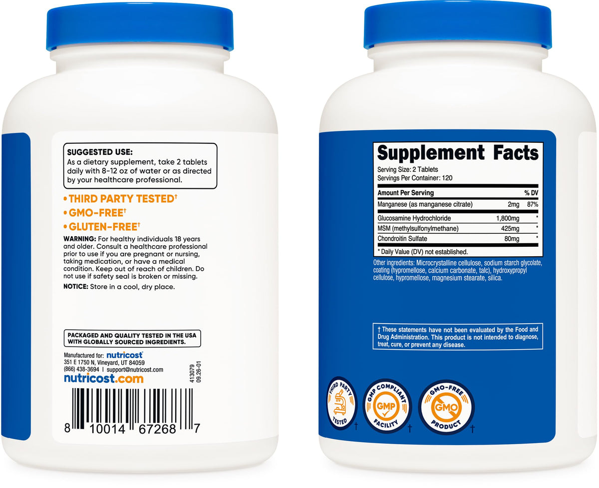 Glucosamine 1800mg with Chondroitin & MSM, 240 Tablets T205559