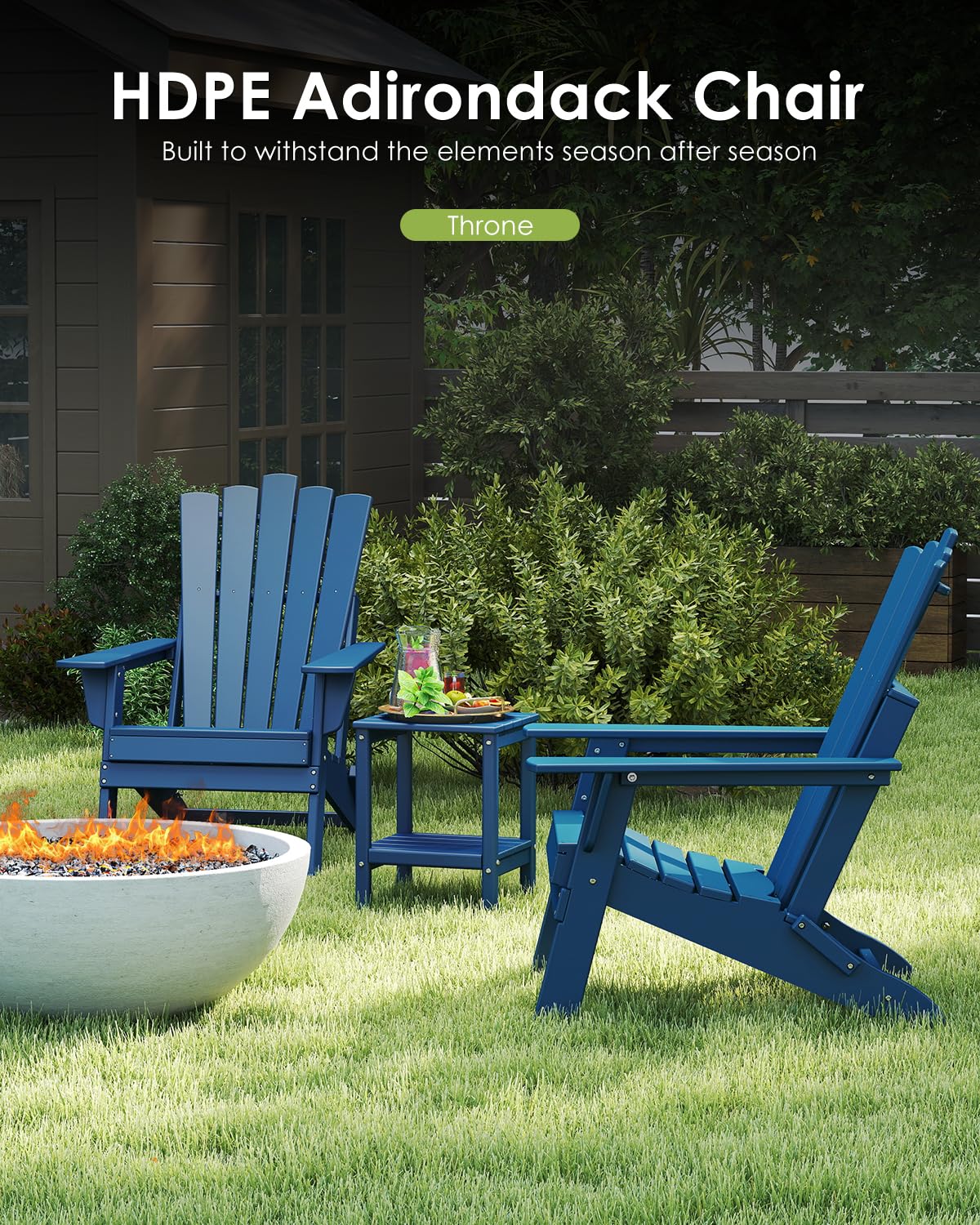 Blue Folding Adirondack Chairs Set of 2 H990