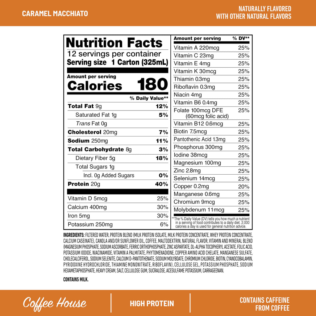 Caramel Macchiato 20g Protein Meal Replacement Shake 12 Count N8015