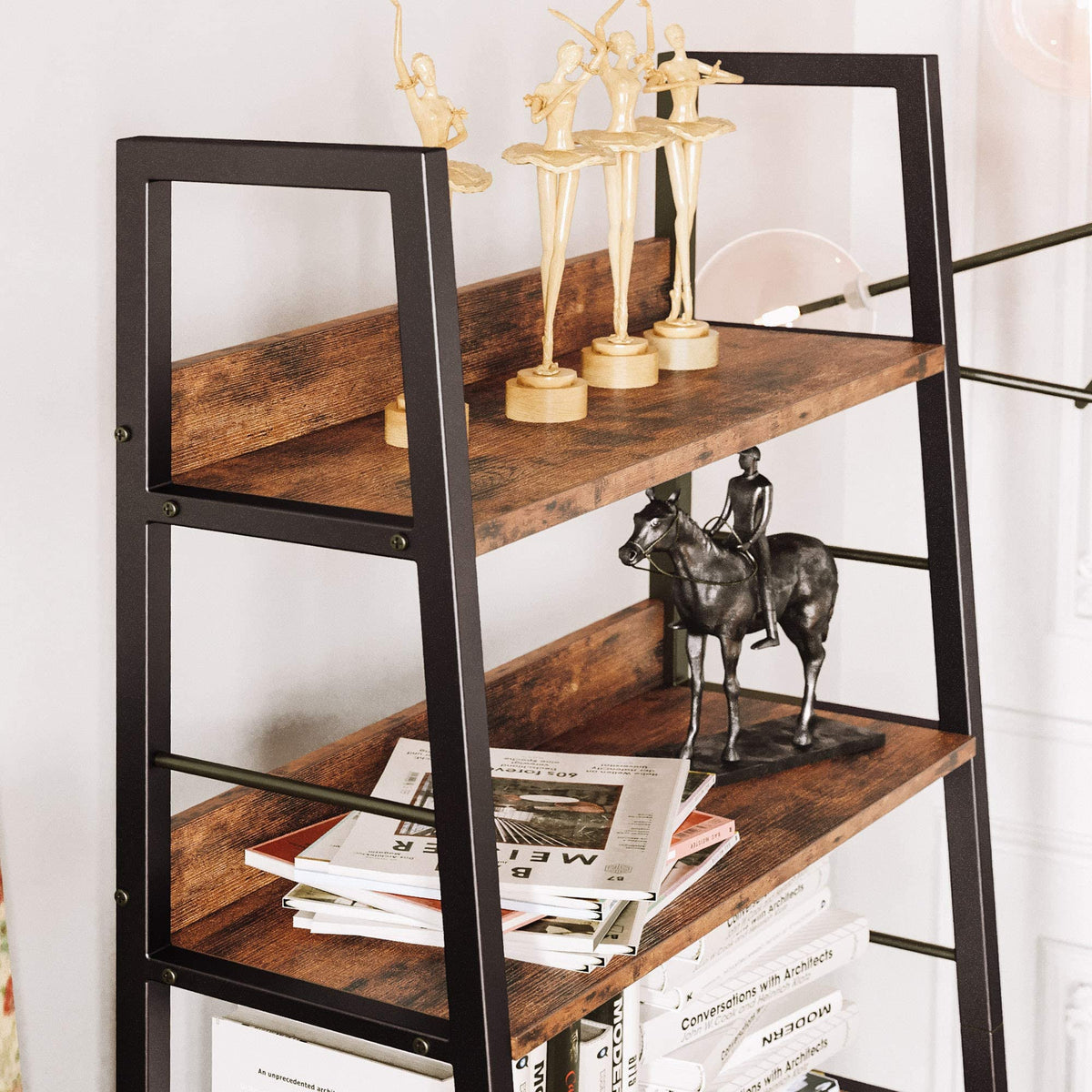 5 Tier Metal Frame Ladder Bookcase Y818697