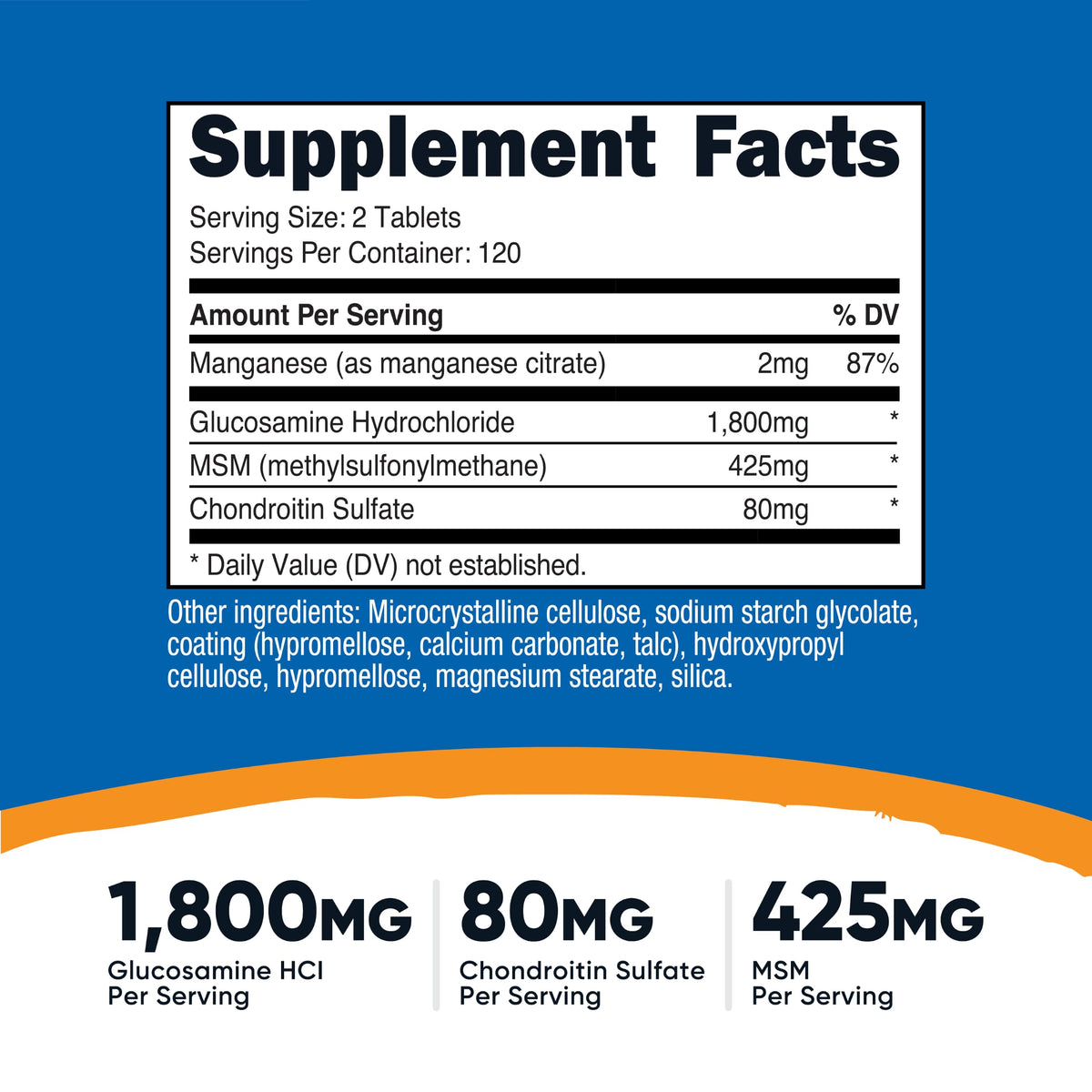 Glucosamine 1800mg with Chondroitin & MSM, 240 Tablets T205559