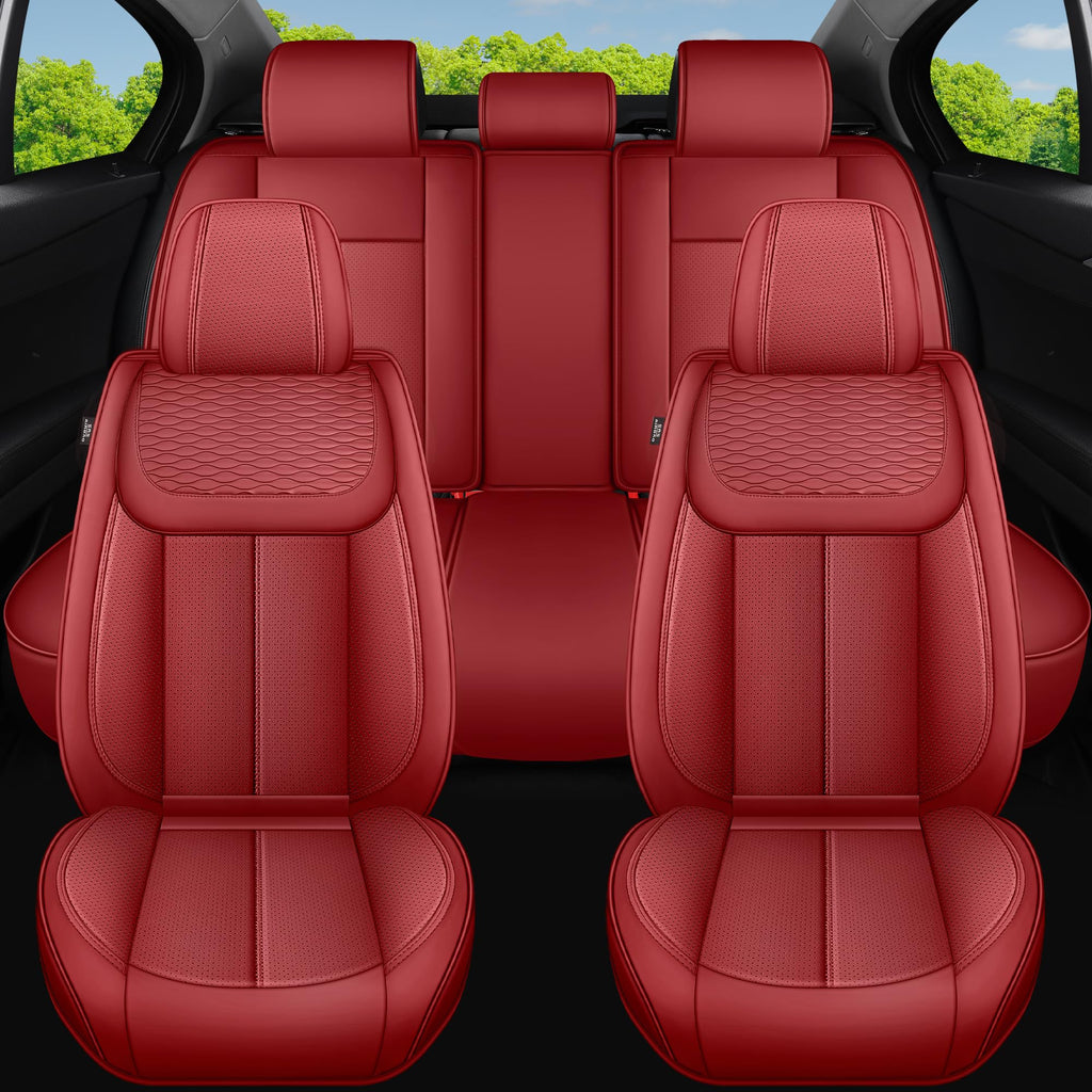 Red 5 Seat Car Seat Covers Full Set Q210