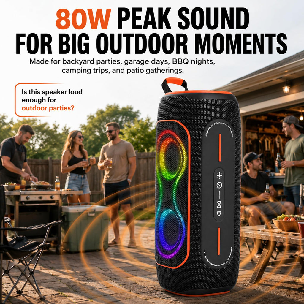 Black 80W Portable Bluetooth Speaker A35176