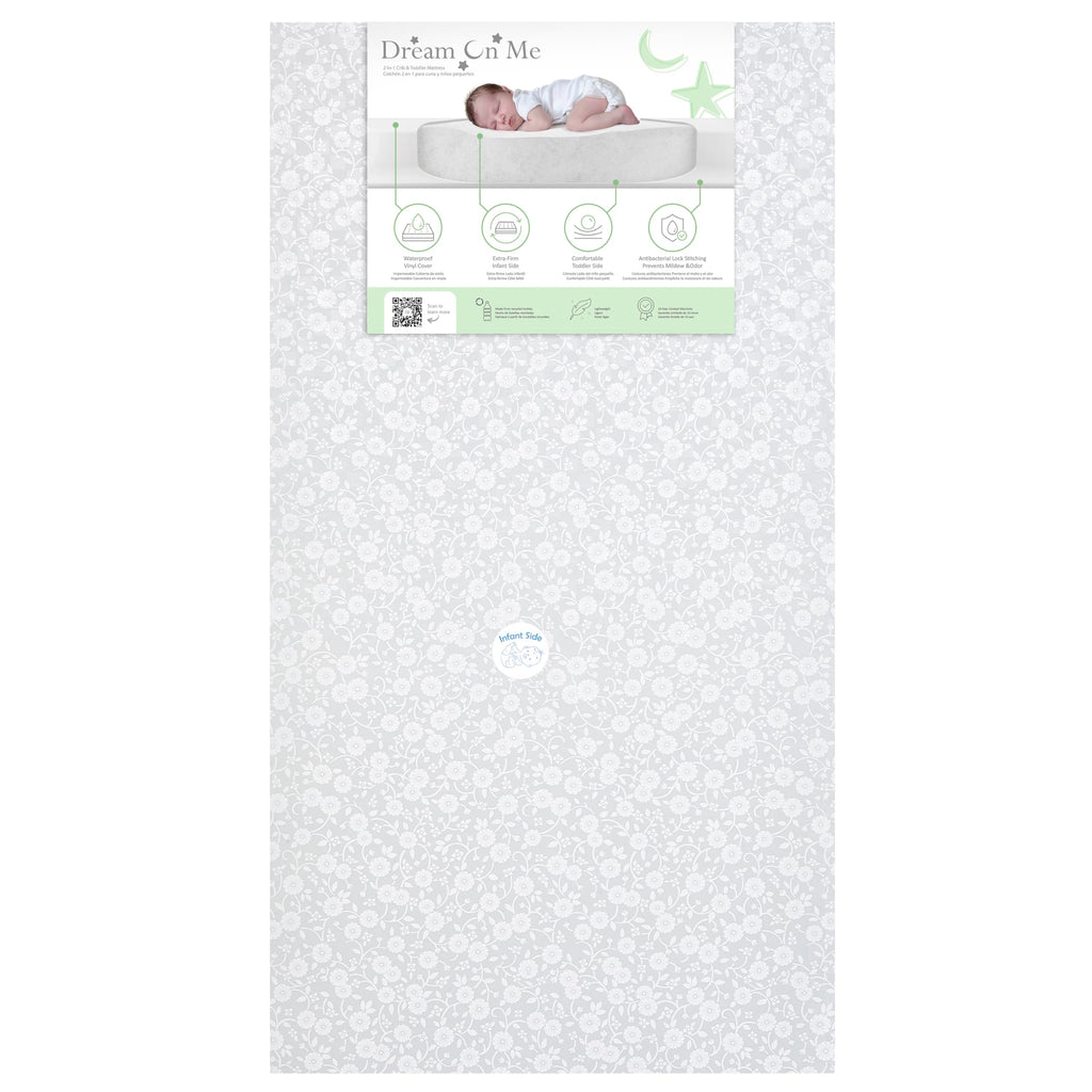 Grey Dual-Sided Crib and Toddler Bed Mattress E1163