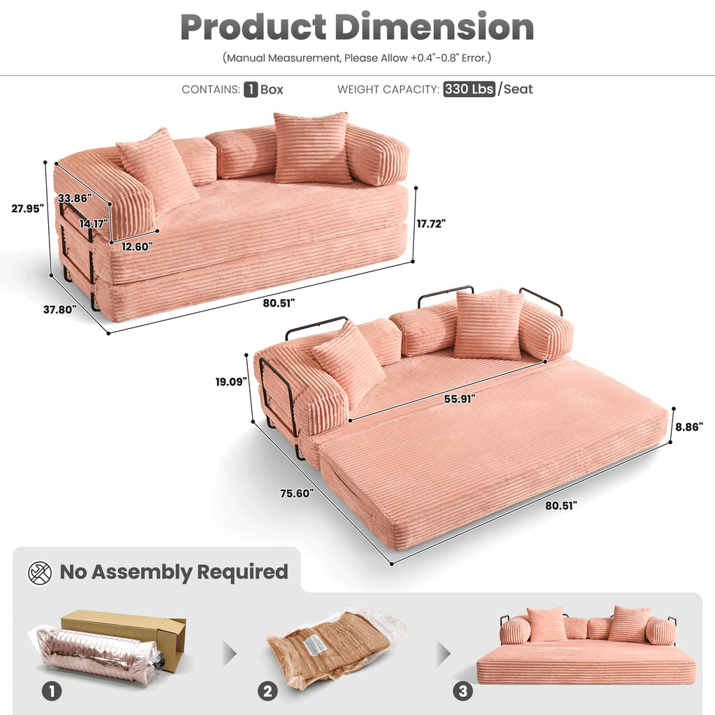 81" Folding Sofa Bed Convertible Floor Futon Lounger G6090