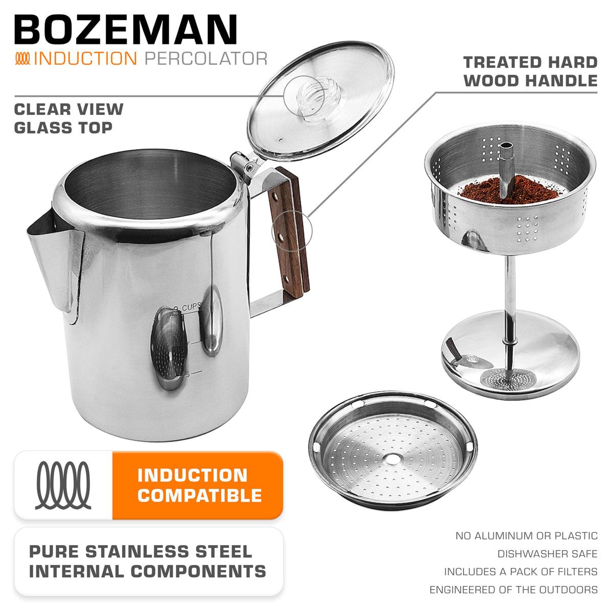 Induction Coffee Percolator 9 Cup F799