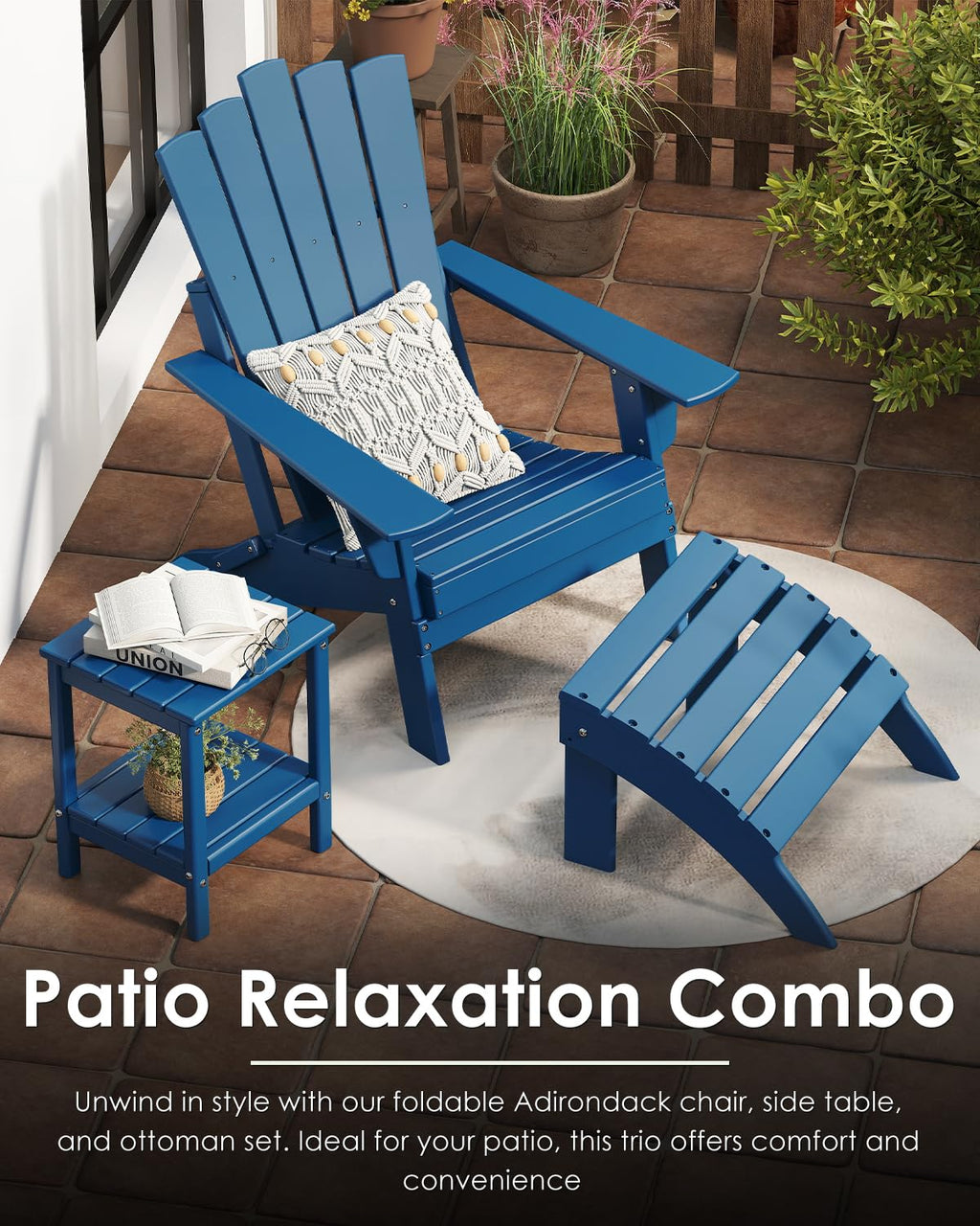 Blue Folding Adirondack Chairs Set of 2 H990