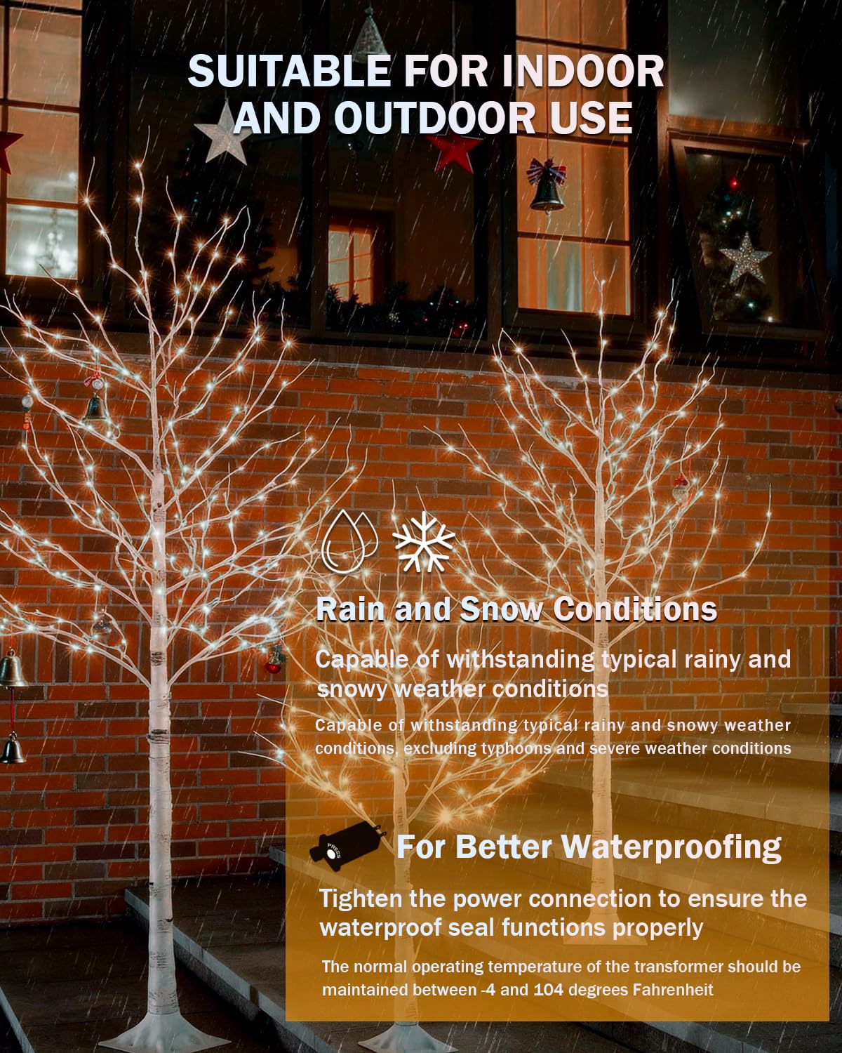 Lighted Birch Tree Set 4ft 6ft 8ft 512 Warm White LEDs Y1073