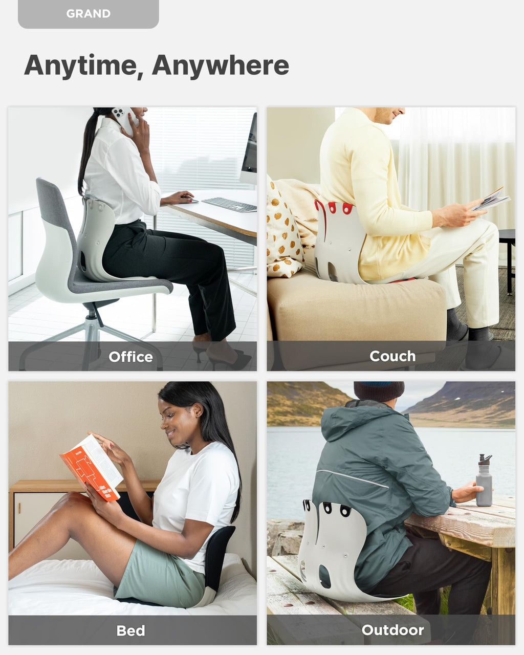 Extra Wide Ergonomic Seat Support Grey L448942