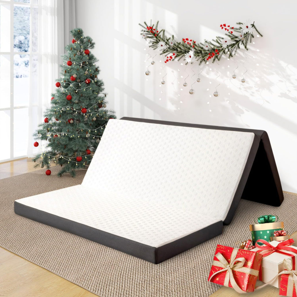 4 Inch Tri Fold Memory Foam Mattress with Washable Cover E215973