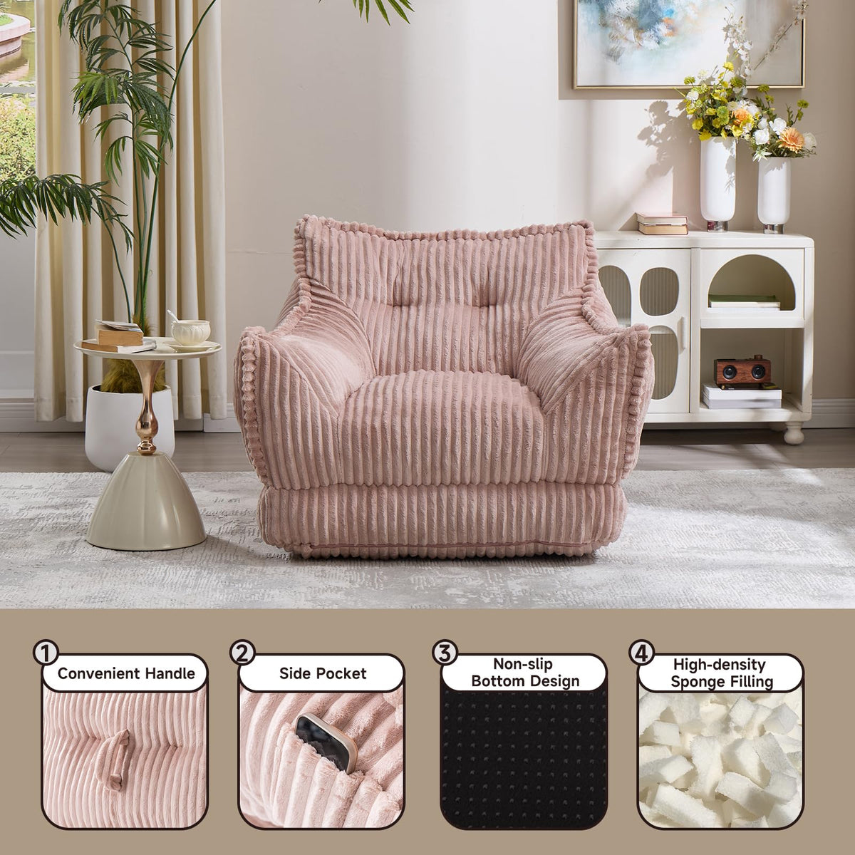 2 in 1 Folding Sofa Bed Pink H8590