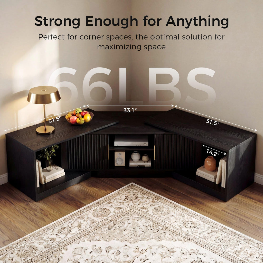 Black Adjustable TV Stand with Storage Cabinets H5340