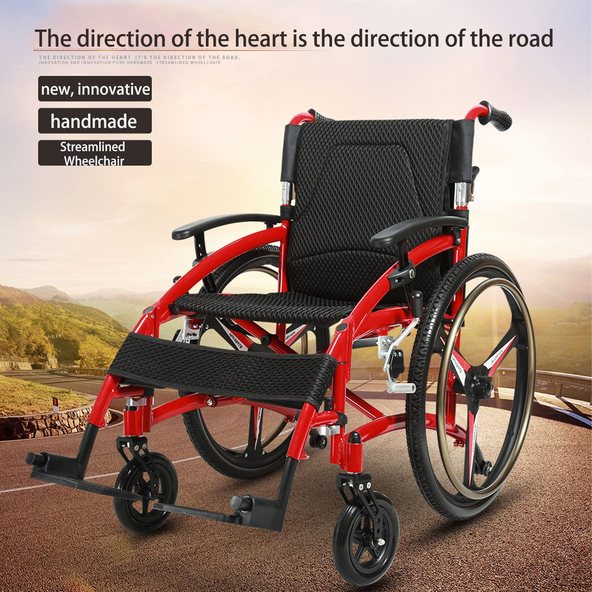 Folding Transport Wheelchair with Detachable Full Arms and Elevating Leg Rest E881