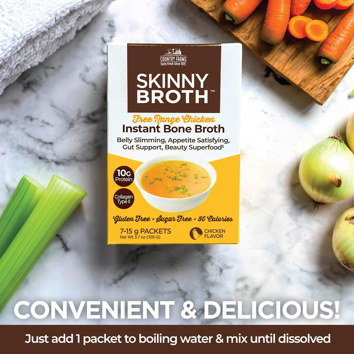 Instant Chicken Bone Broth 10G Protein Collagen Type II 4 Pack N393