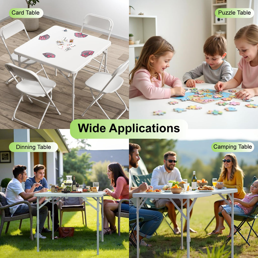 34" White Square Folding Plastic Table with Carrying Handle K363
