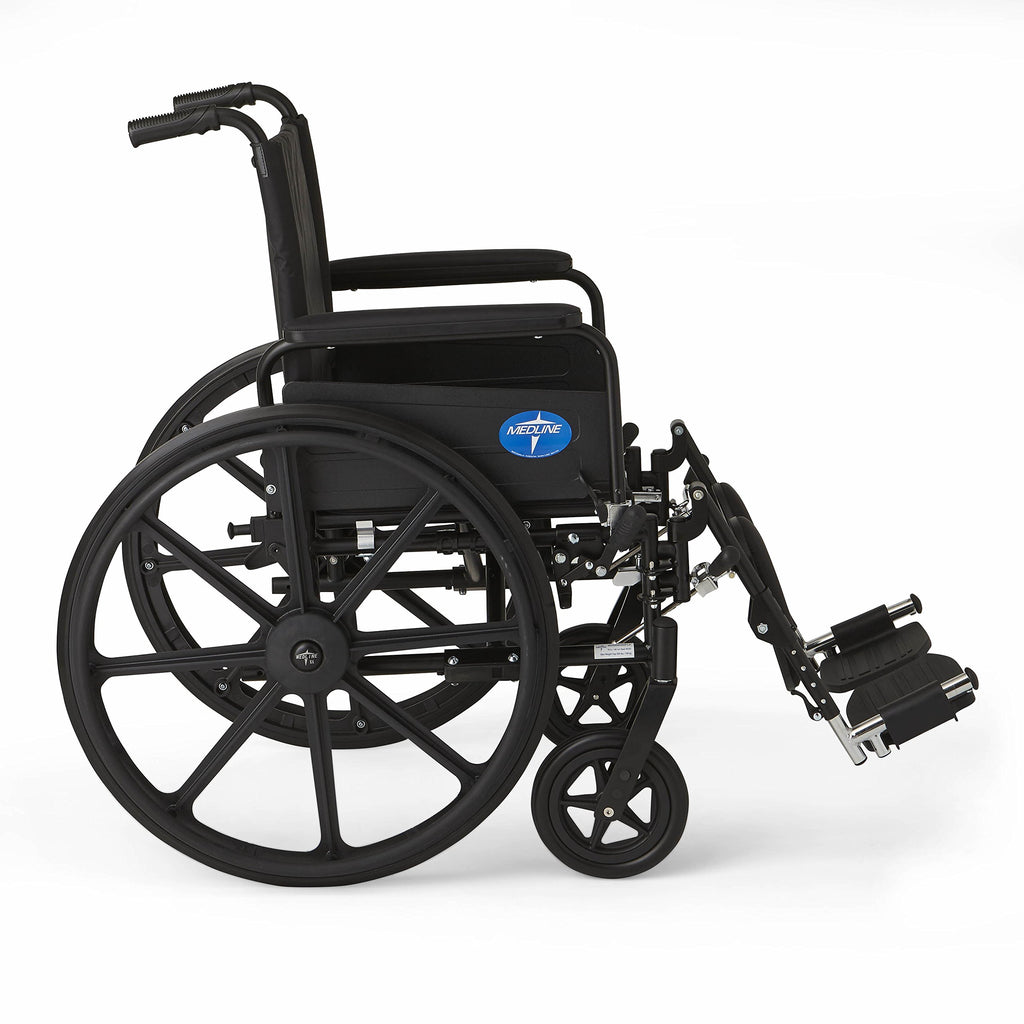Lightweight Wheelchair with Swing-Back Desk-Length Arms and Elevating Leg Rests B208