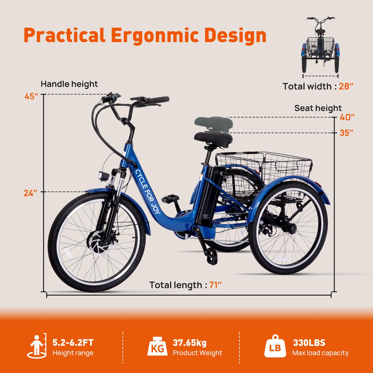 3 Wheel Electric Tricycle P9829