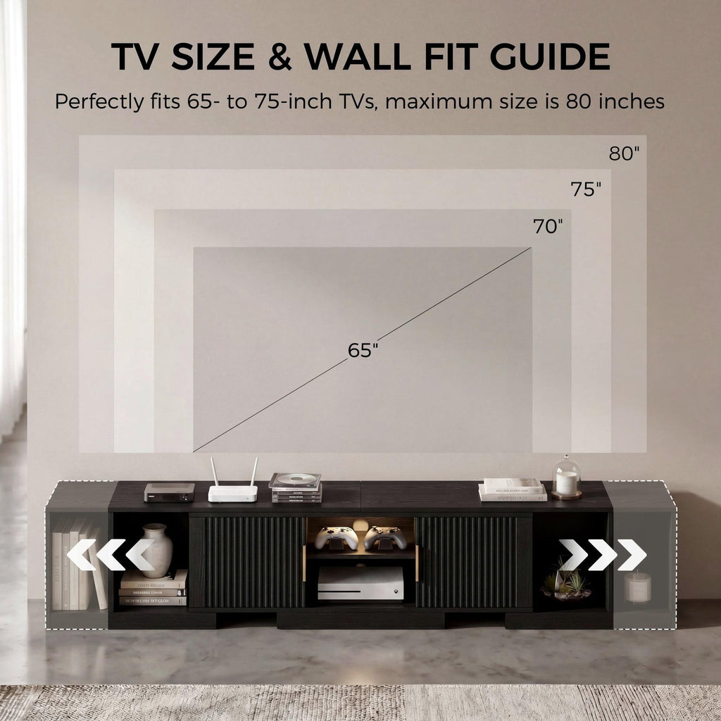 Black Adjustable TV Stand with Storage Cabinets H5340
