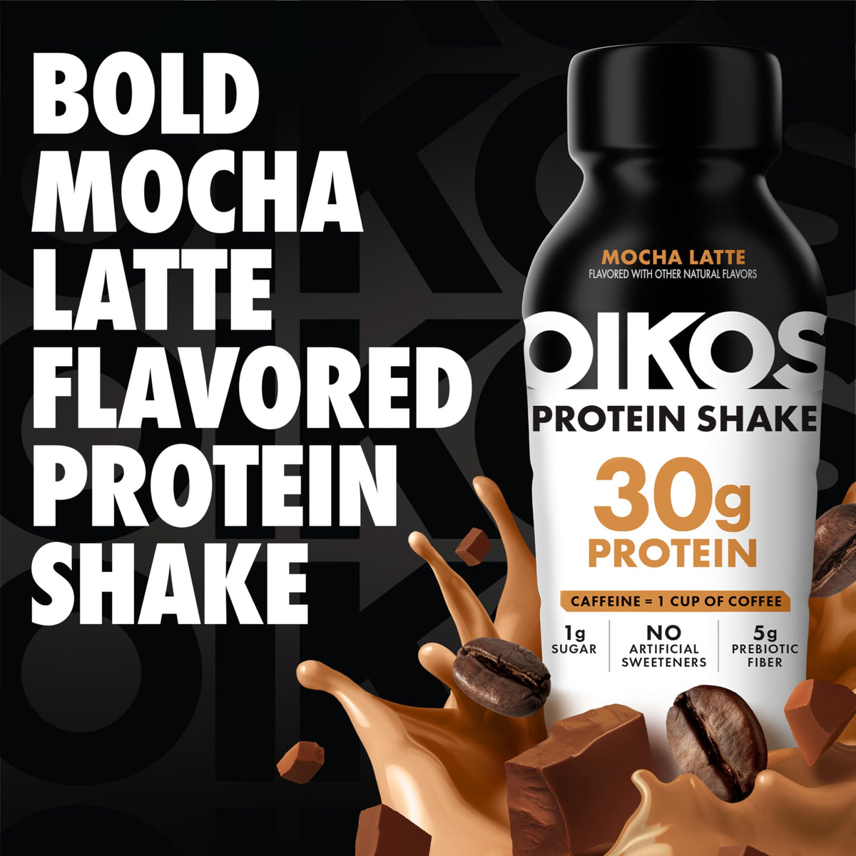 30g Protein Shake, Mocha Latte, 5g Prebiotic Fiber, 12 fl oz Bottle, 12 Count K3808