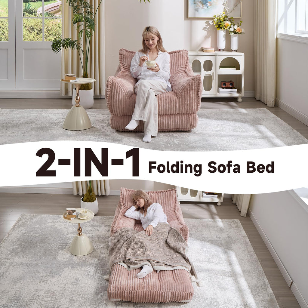 2 in 1 Folding Sofa Bed Pink H8590