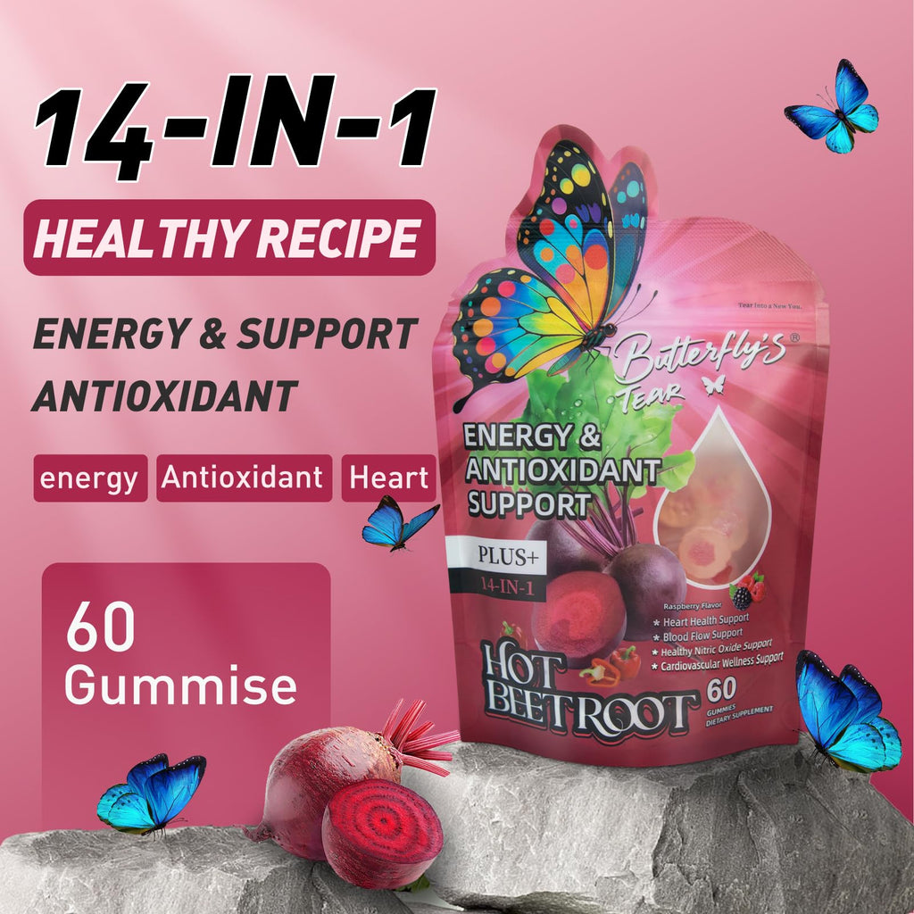 Beet Root Gummies with Vitamin D3, K2, E, Grape Seed & Hawthorn, Sugar Free, 60 Count (Pack of 3) T153
