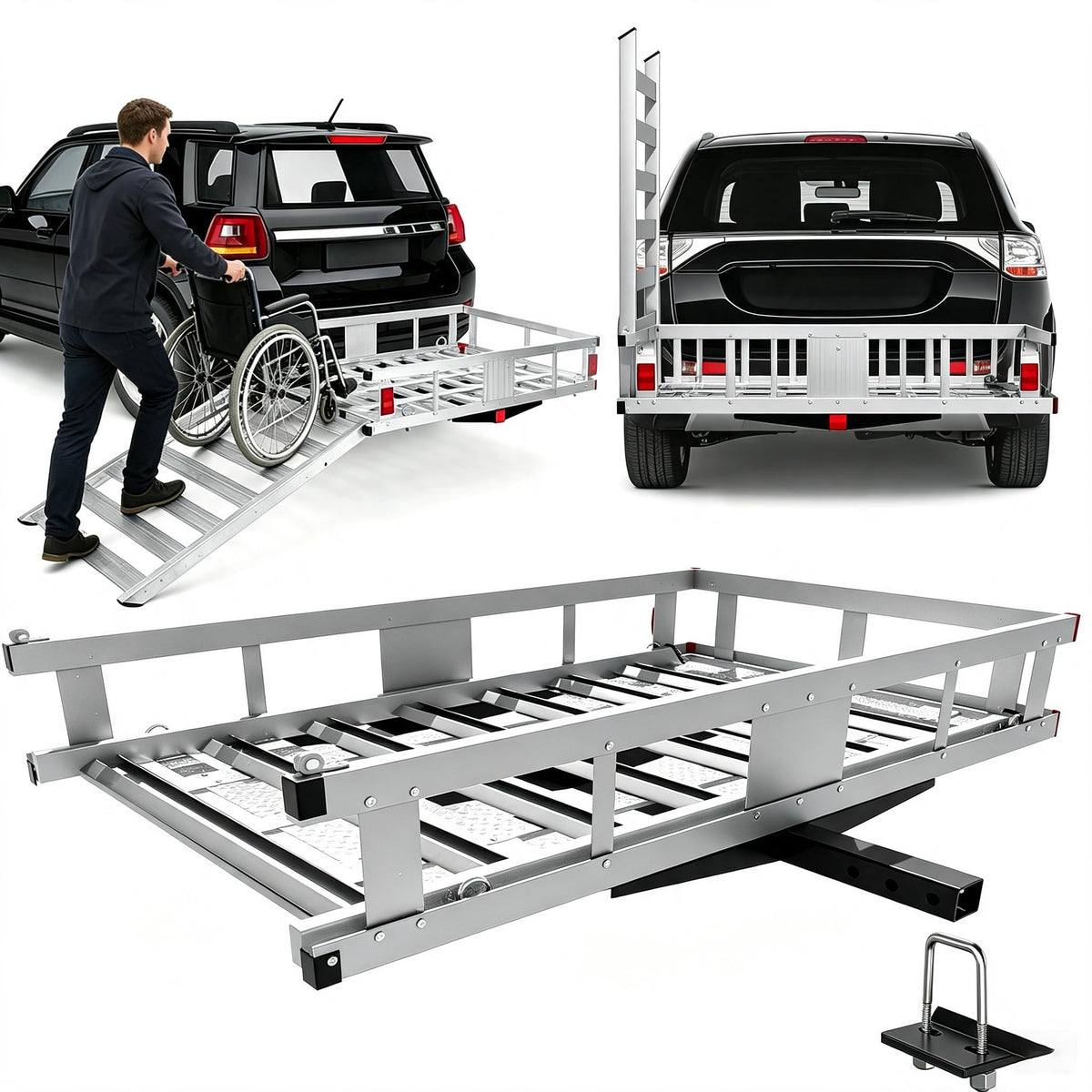 48"x29.5" Aluminum Wheelchair Scooter Mobility Carrier T947303