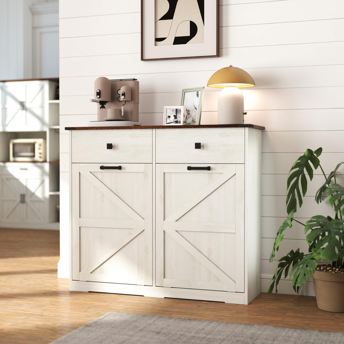 20 Gallon Double Tilt Out Kitchen Trash Can with Hideaway Drawer Q6455