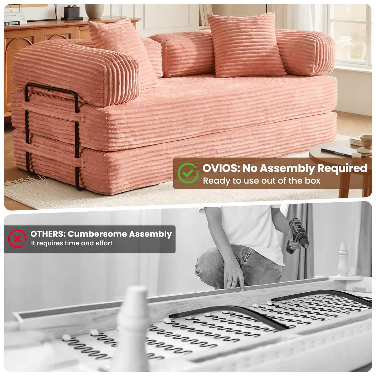 81" Folding Sofa Bed Convertible Floor Futon Lounger G6090
