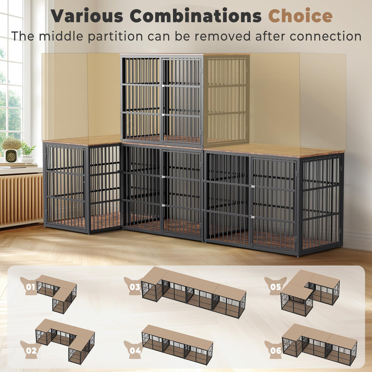 48'' XXL Dog Crate Furniture with 3 Doors C710