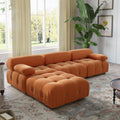 Orange Velvet L Shaped Sectional Sofa with Ottoman H30011