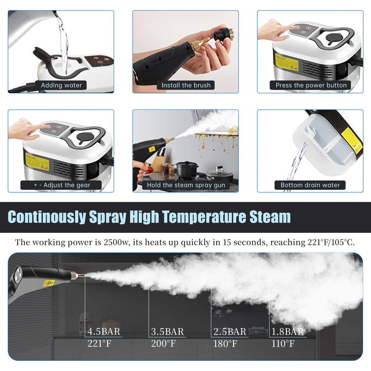2500W Handheld Steam Cleaner Q53617