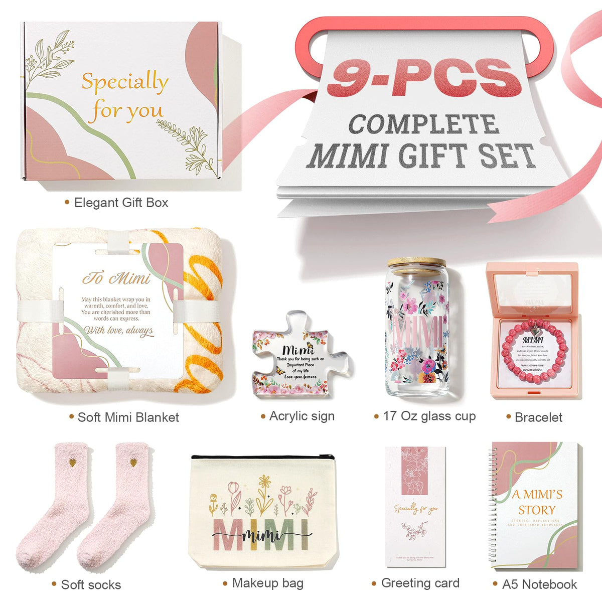 Grandma Gift Set with Blanket and Glass Cup J978