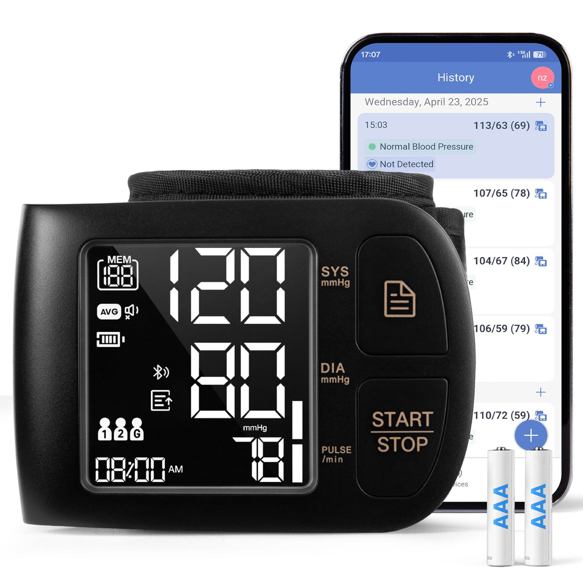 Blood Pressure Monitor Bluetooth with Carrying Case, Black R7995