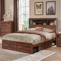 Queen Size Wood Bed Frame with Storage Headboard and 4 Drawers H628