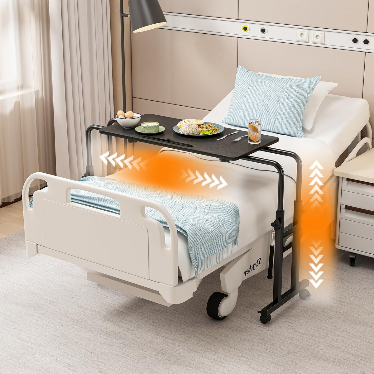 Adjustable Overbed Table with Wheels O810973