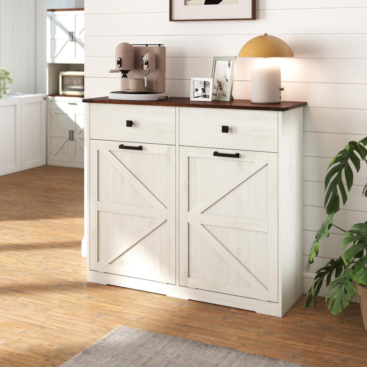 20 Gallon Double Tilt Out Kitchen Trash Can with Hideaway Drawer Q6455