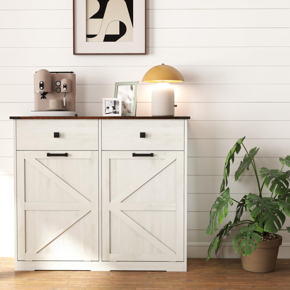 20 Gallon Double Tilt Out Kitchen Trash Can with Hideaway Drawer Q6455