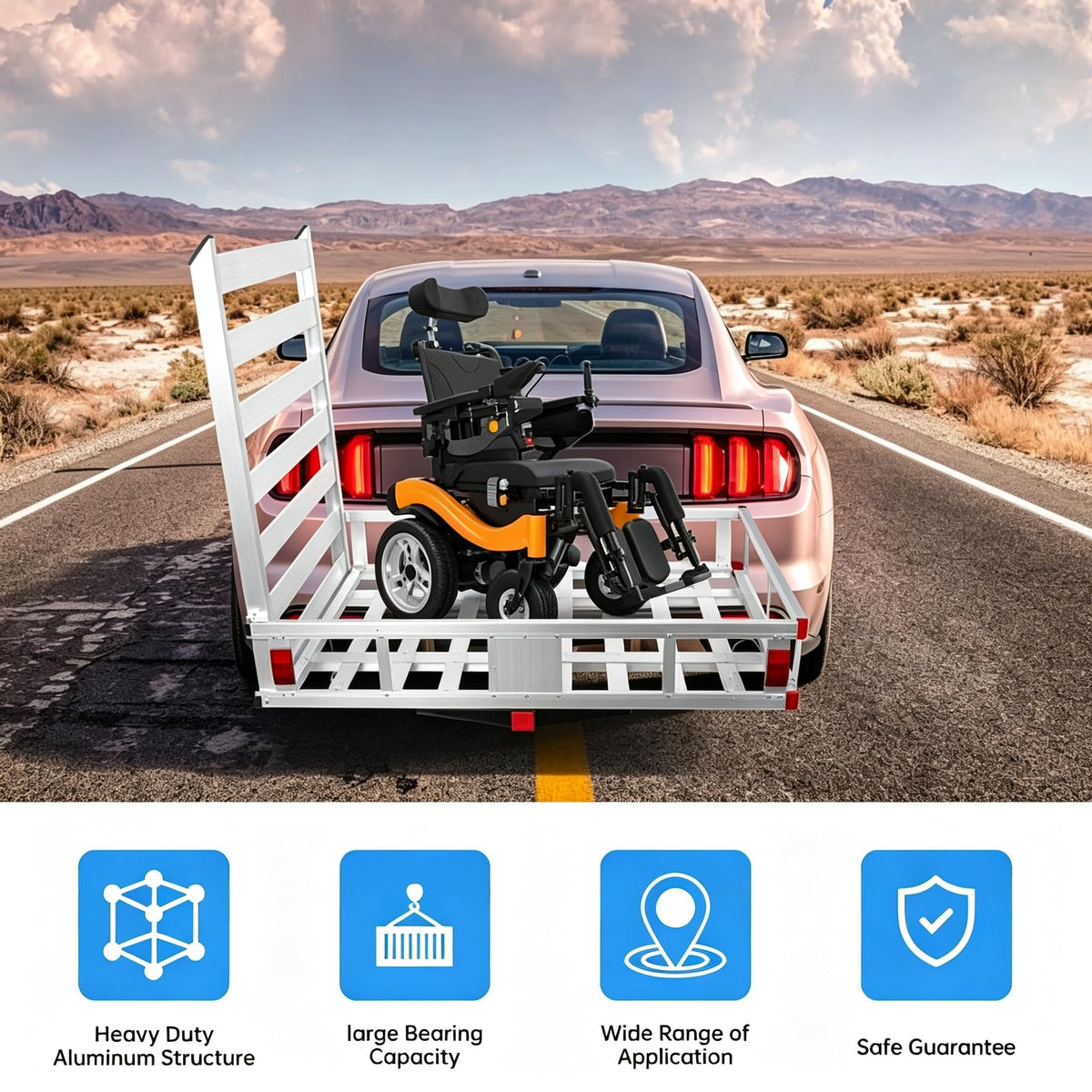 48"x29.5" Aluminum Wheelchair Scooter Mobility Carrier T947303