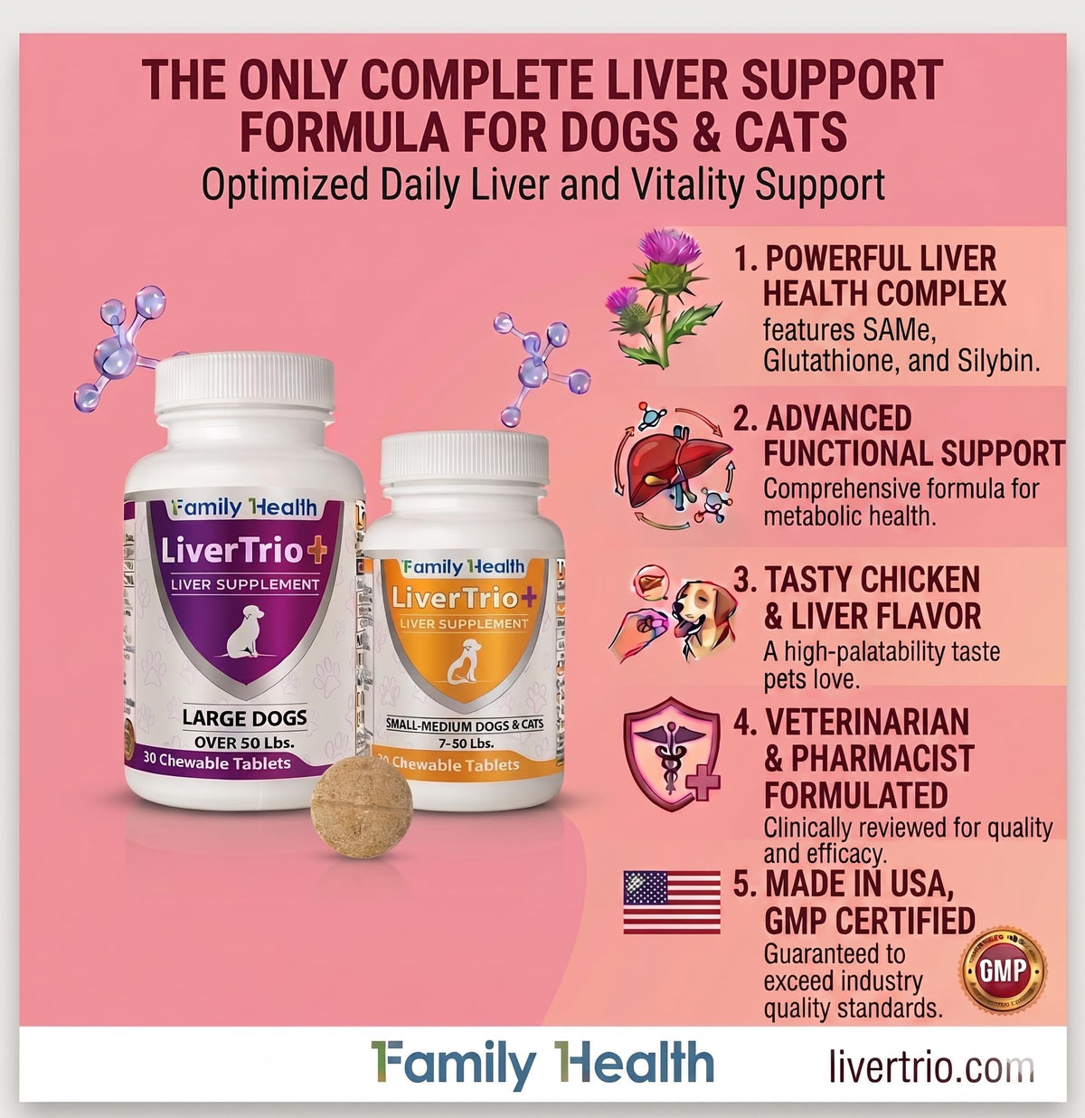 Liver Support Supplement for Large Dogs Chewable Tablets 30Ct V612727