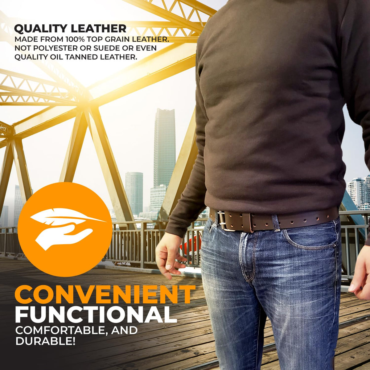 2" Heavy Duty Genuine Top-Grain Leather Tool Belt X22207
