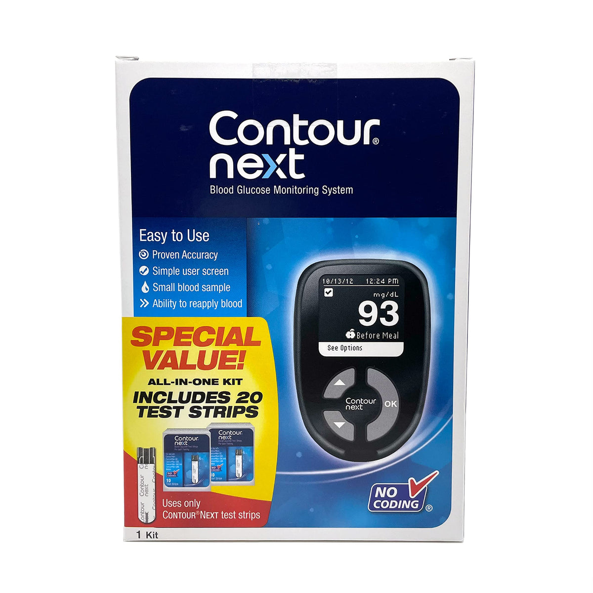 Blood Glucose Monitoring System Kit + 20 Test Strips M7147