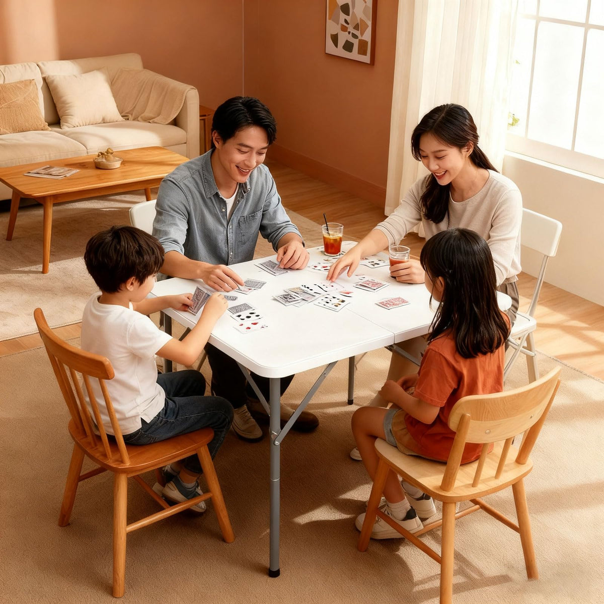 34" Square Plastic Folding Card Table with Carrying Handle N74779