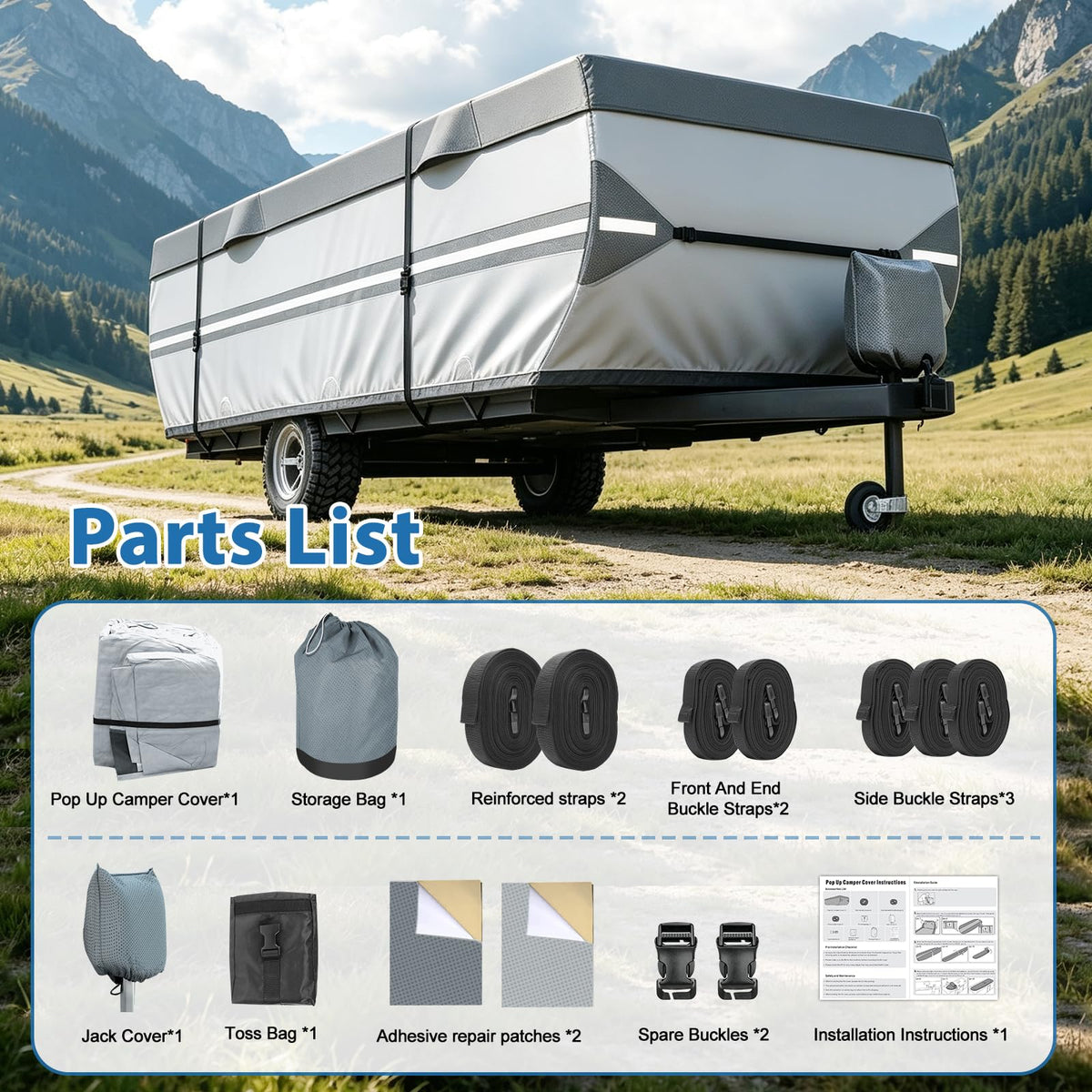 14-16ft Pop Up Folding Camper Cover D368
