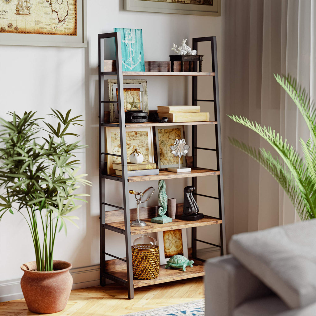 5 Tier Metal Frame Ladder Bookcase Y818697