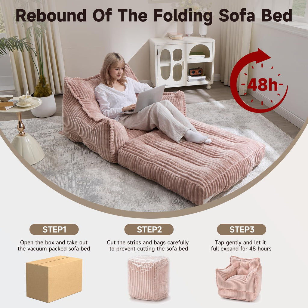 2 in 1 Folding Sofa Bed Pink H8590